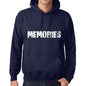 Unisex Printed Graphic Cotton Hoodie Popular Words Memories French Navy - French Navy / Xs / Cotton - Hoodies