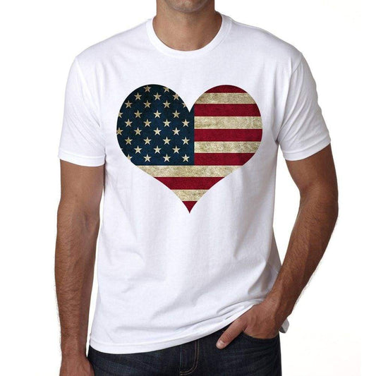 Usa Heart Mens Short Sleeve Round Neck T-Shirt