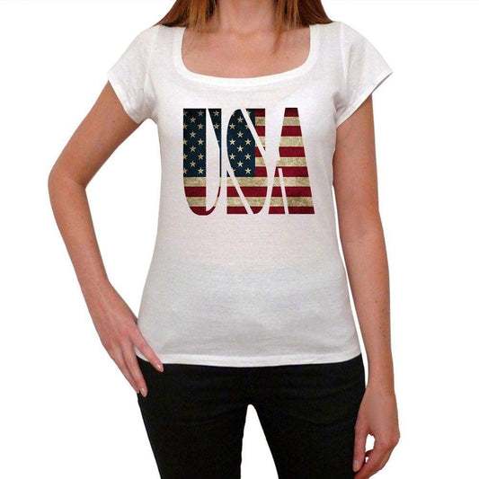 Usa Womens Short Sleeve Round Neck T-Shirt 00111