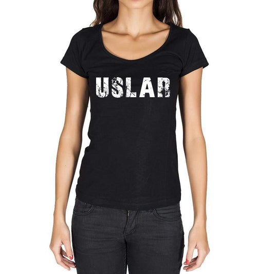 Uslar German Cities Black Womens Short Sleeve Round Neck T-Shirt 00002 - Casual