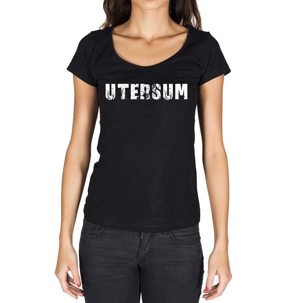 Utersum German Cities Black Womens Short Sleeve Round Neck T-Shirt 00002 - Casual