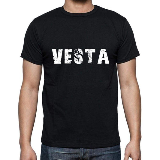 vesta Men's Short Sleeve Round Neck T-shirt , 5 letters Black , word 00006 - Ultrabasic