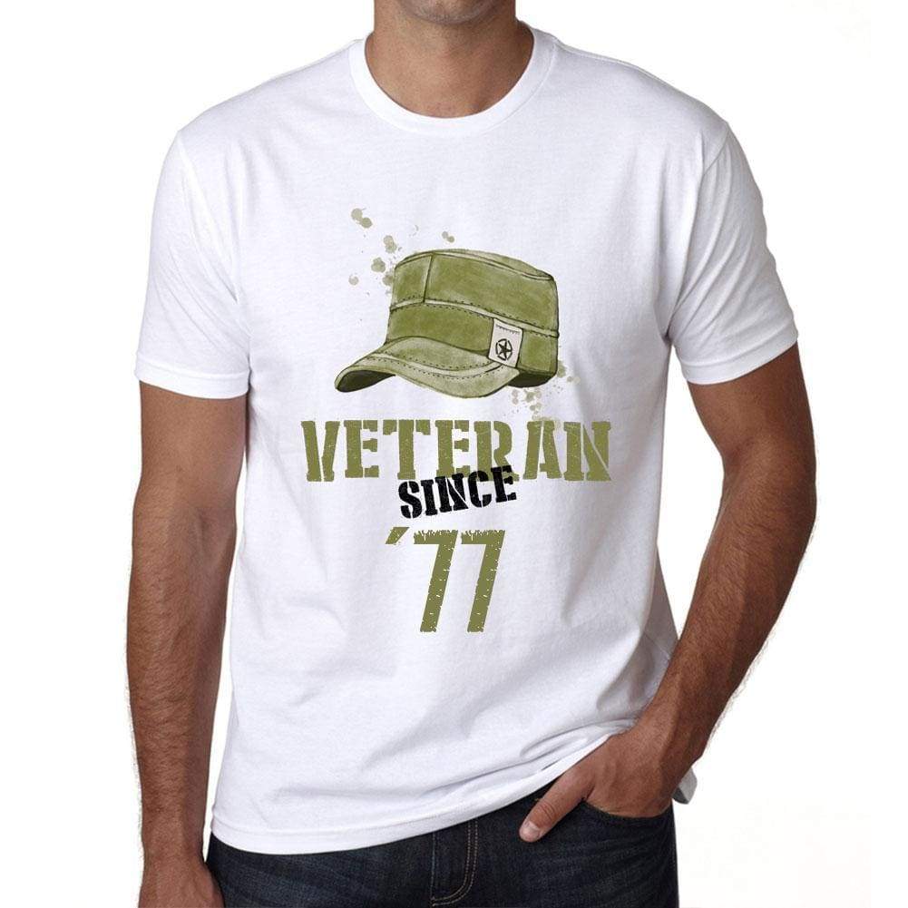 Veteran Since 77 Mens T-Shirt White Birthday Gift 00436 - White / Xs - Casual