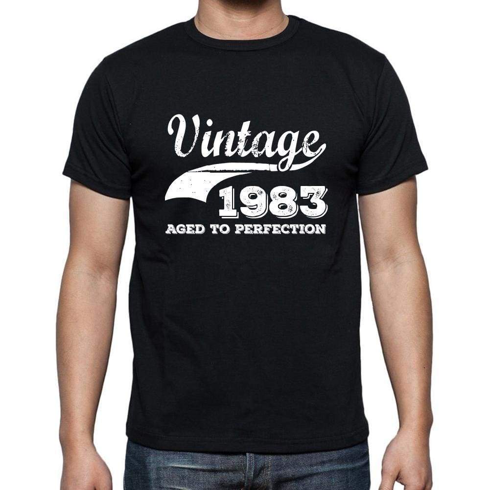 Vintage 1983 Aged To Perfection Black Mens Short Sleeve Round Neck T-Shirt 00100 - Black / S - Casual
