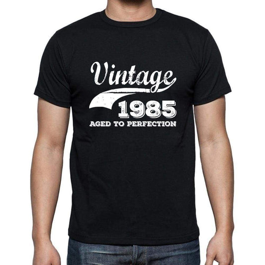 Vintage 1985 Aged To Perfection Black Mens Short Sleeve Round Neck T-Shirt 00100 - Black / S - Casual