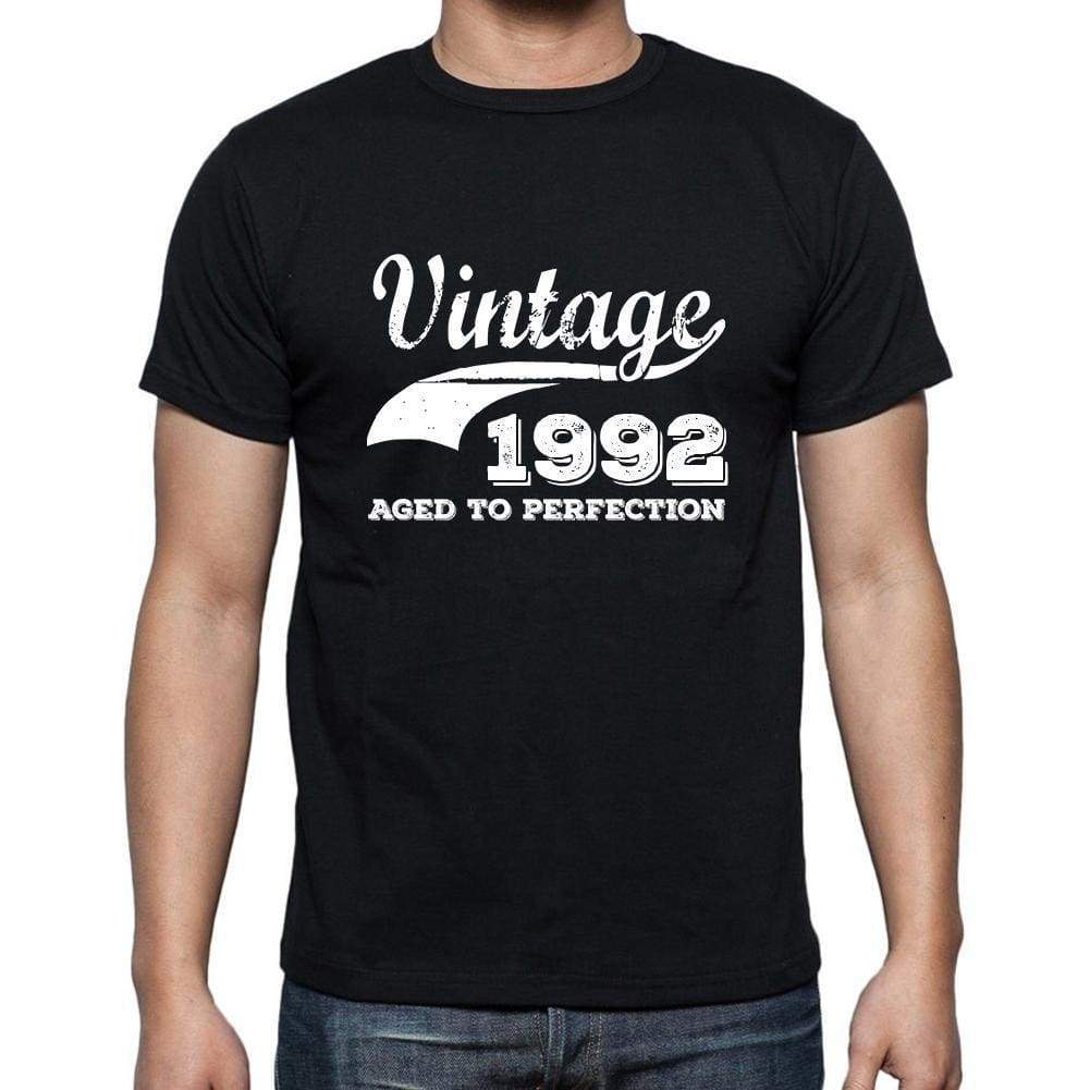 Vintage 1992 Aged To Perfection Black Mens Short Sleeve Round Neck T-Shirt 00100 - Black / S - Casual