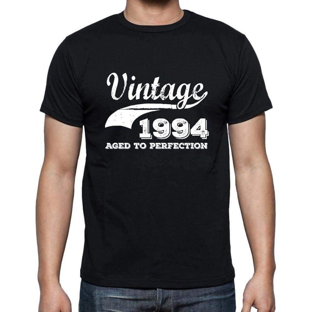 Vintage 1994 Aged To Perfection Black Mens Short Sleeve Round Neck T-Shirt 00100 - Black / S - Casual