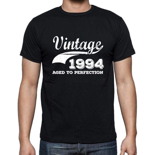 Vintage 1994 Aged To Perfection Black Mens Short Sleeve Round Neck T-Shirt 00100 - Black / S - Casual