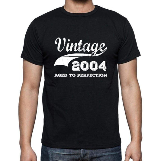 Vintage 2004 Aged To Perfection Black Mens Short Sleeve Round Neck T-Shirt 00100 - Black / S - Casual