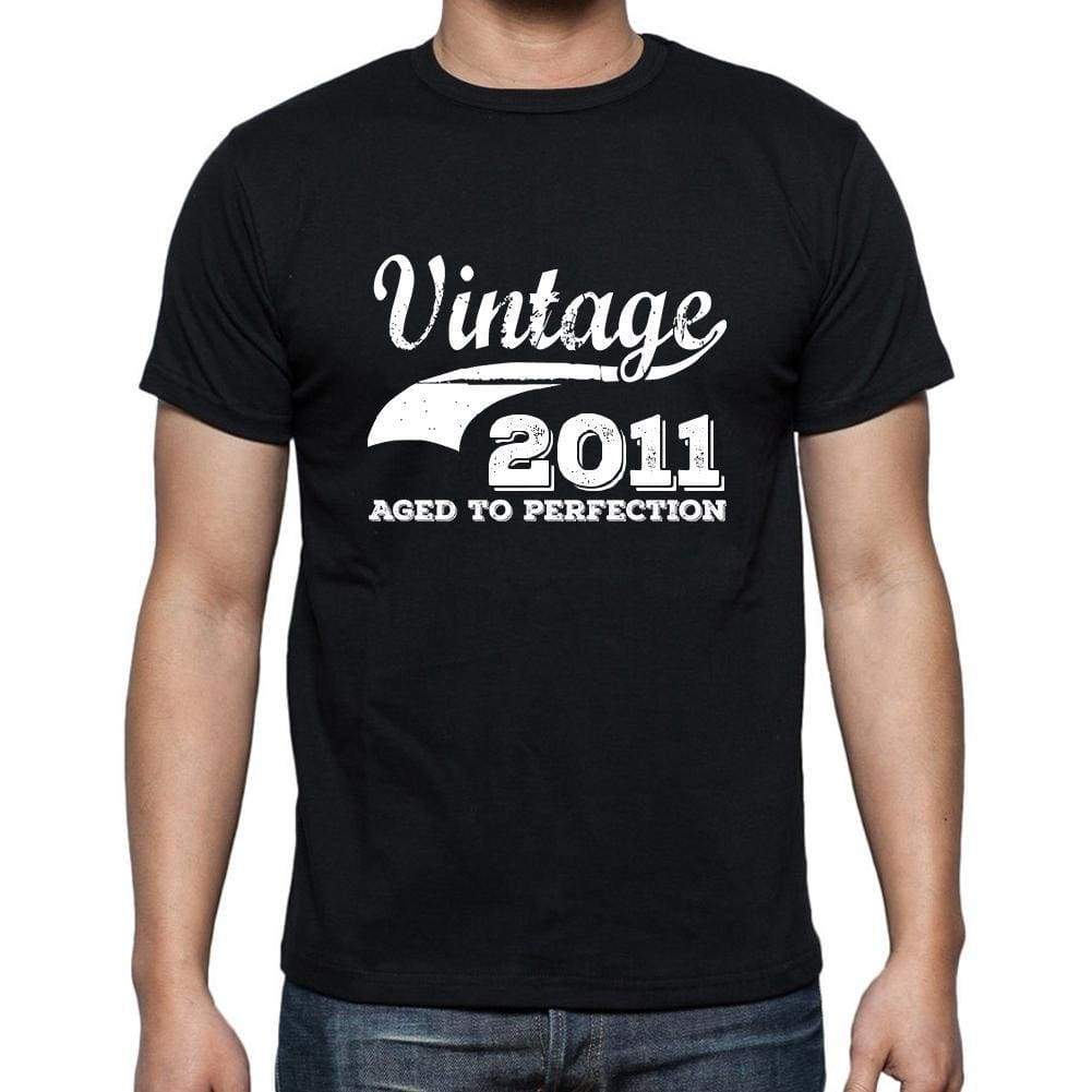 Vintage 2011 Aged To Perfection Black Mens Short Sleeve Round Neck T-Shirt 00100 - Black / S - Casual