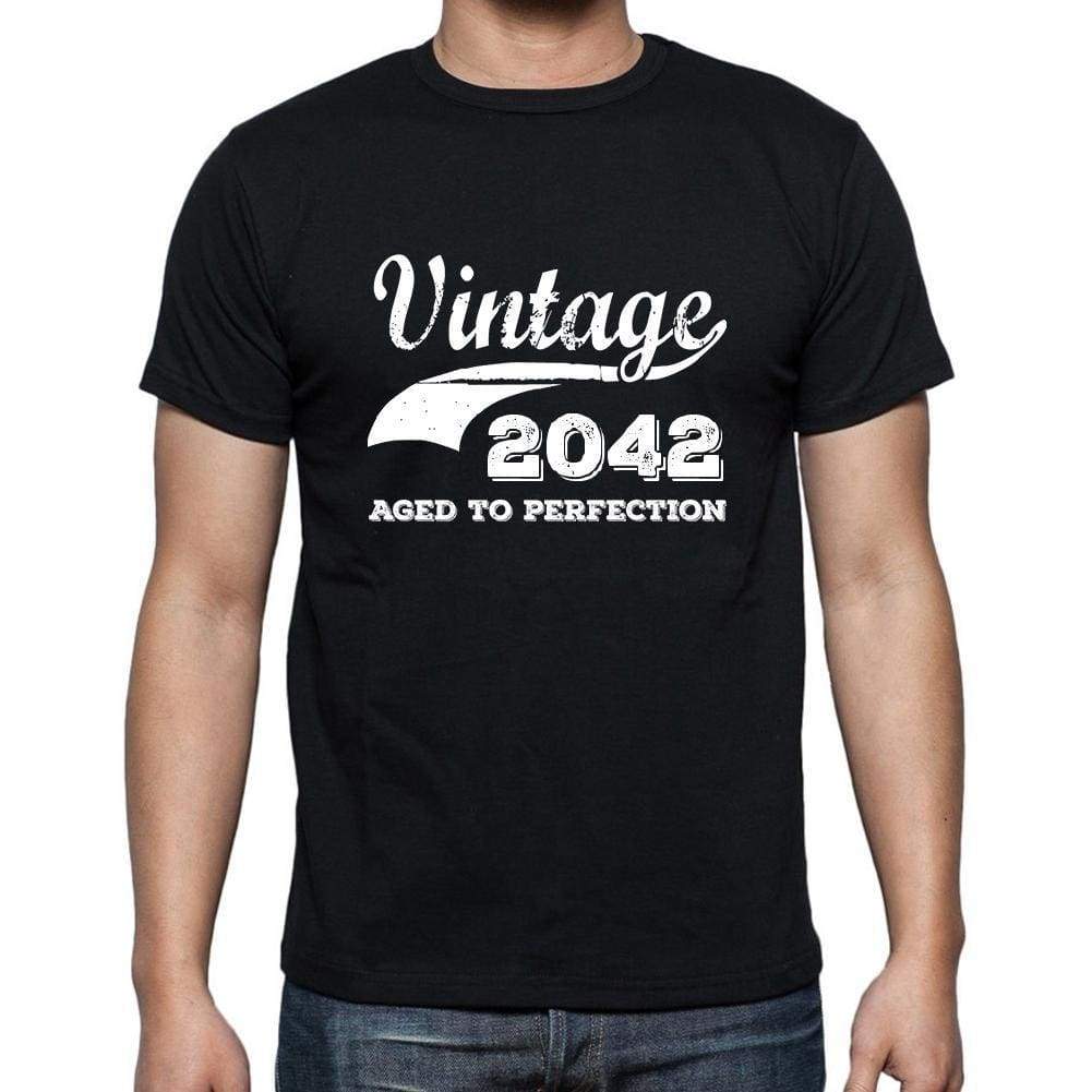 Vintage 2042 Aged To Perfection Black Mens Short Sleeve Round Neck T-Shirt 00100 - Black / S - Casual