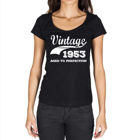 Vintage Aged To Perfection 1953 Black Womens Short Sleeve Round Neck T-Shirt Gift T-Shirt 00345 - Black / Xs - Casual