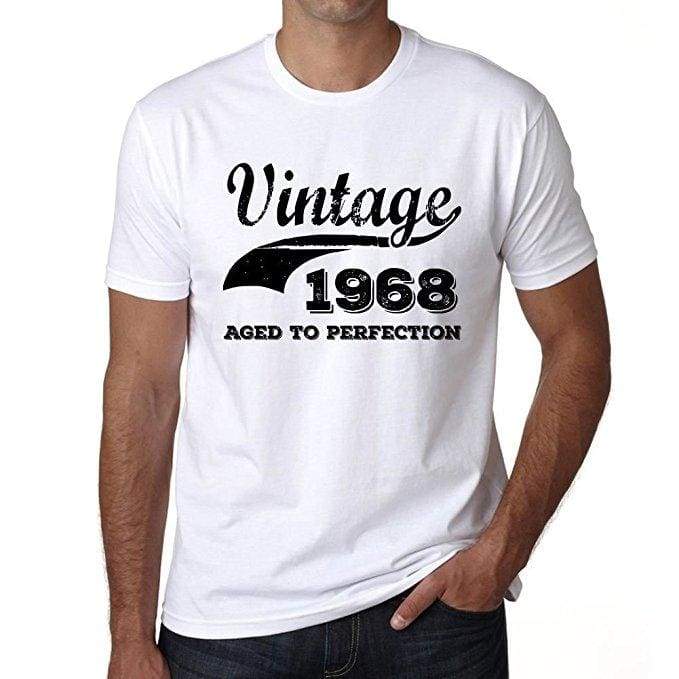 Vintage Aged To Perfection 1968 Mens Retro T Shirt White Birthday Gift 00342 - White / Xs - Casual