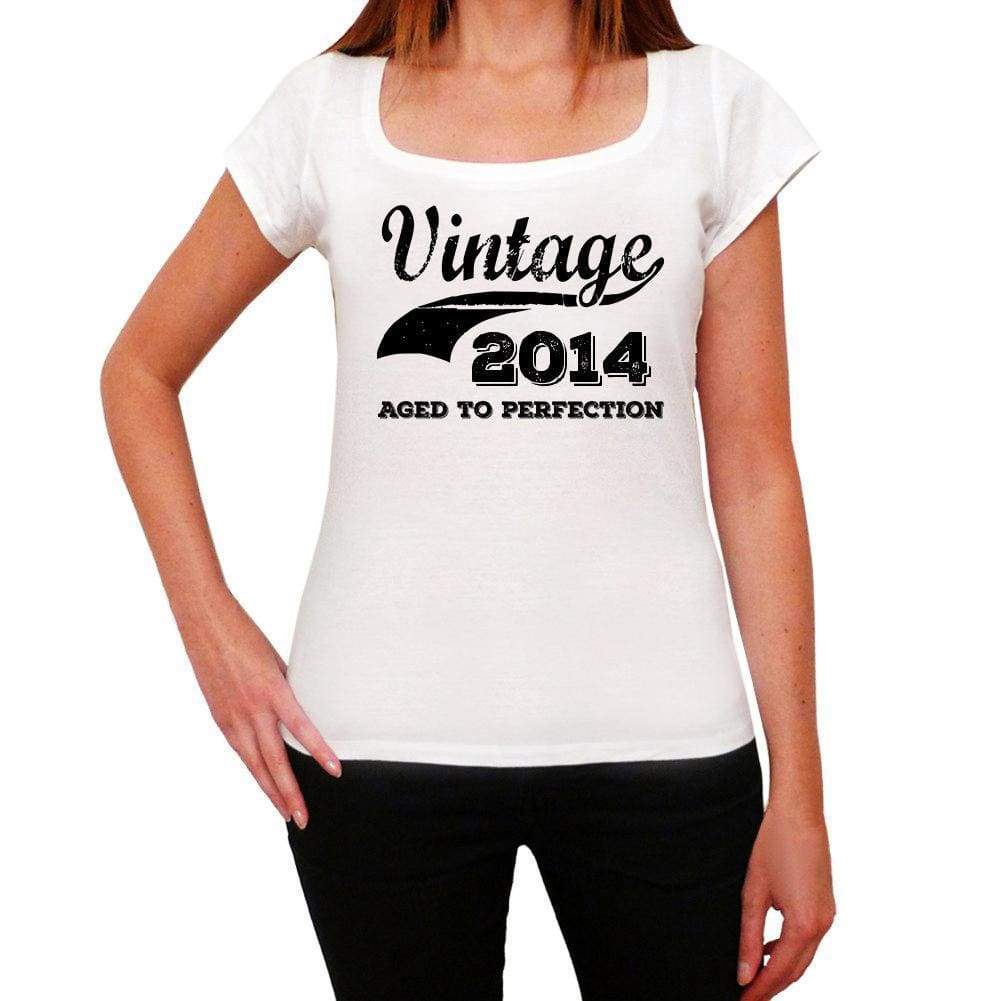 Vintage Aged To Perfection 2014 White Womens Short Sleeve Round Neck T-Shirt Gift T-Shirt 00344 - White / Xs - Casual