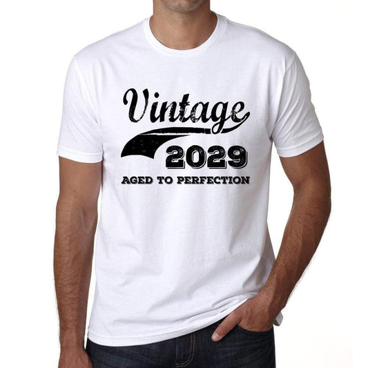 Vintage Aged To Perfection 2029 White Mens Short Sleeve Round Neck T-Shirt Gift T-Shirt 00342 - White / S - Casual