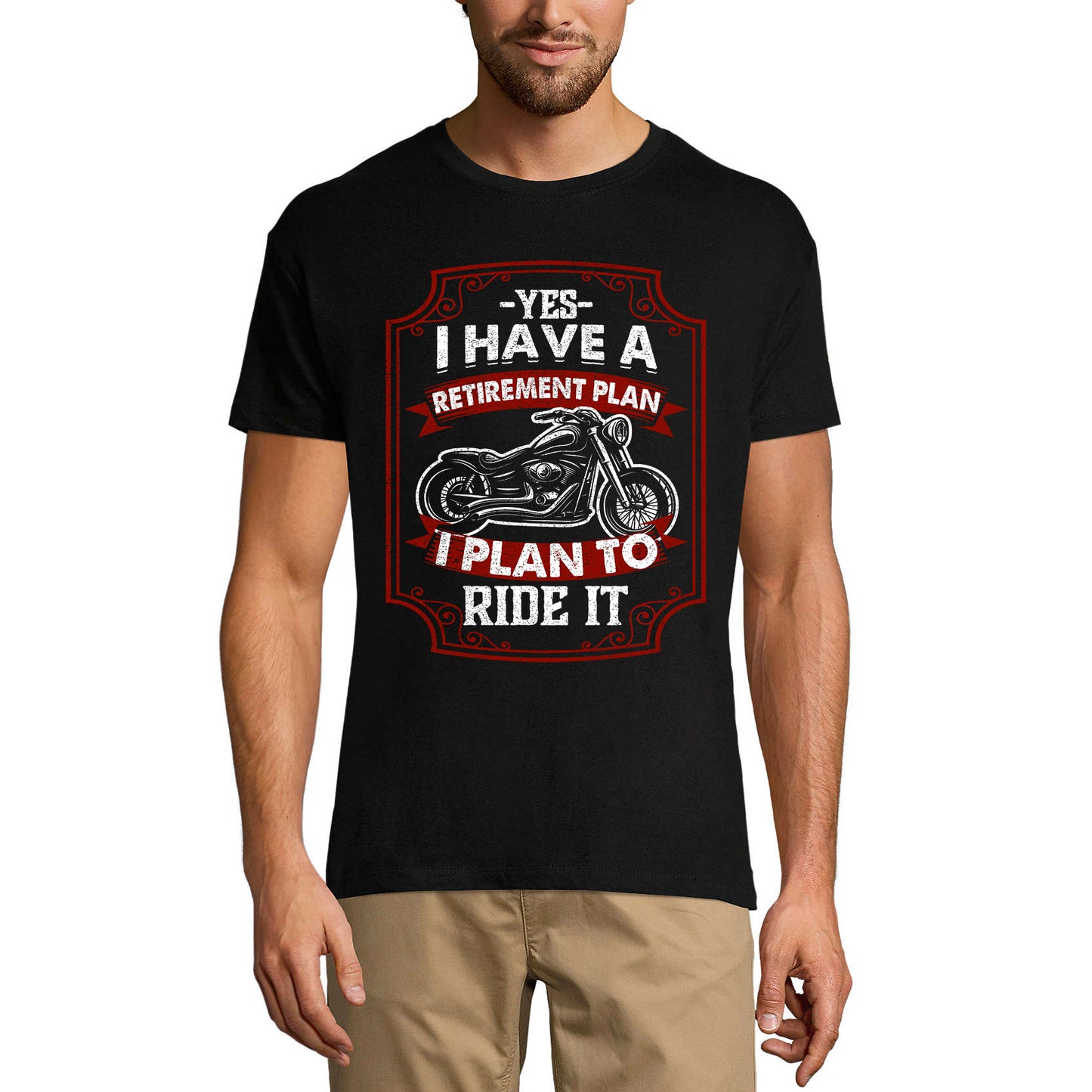 ULTRABASIC Men's Graphic T-Shirt Yes I Have a Retirement Plan - I Plan To Ride It - Biker Tee Shirt