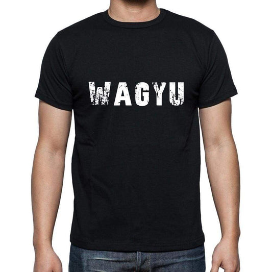 Wagyu Mens Short Sleeve Round Neck T-Shirt 5 Letters Black Word 00006 - Casual