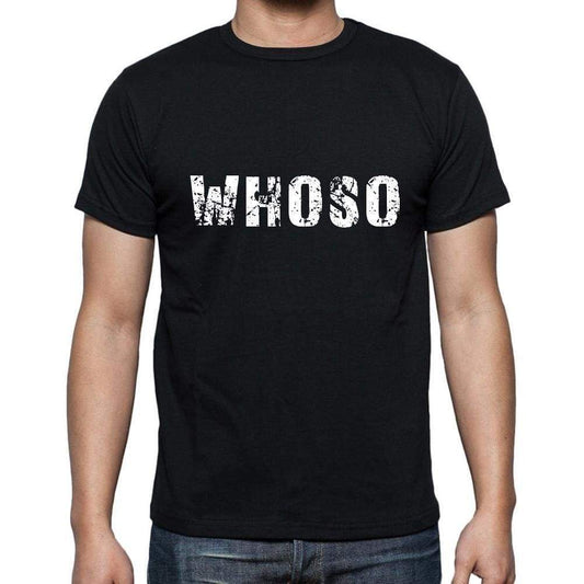 whoso Men's Short Sleeve Round Neck T-shirt , 5 letters Black , word 00006 - Ultrabasic