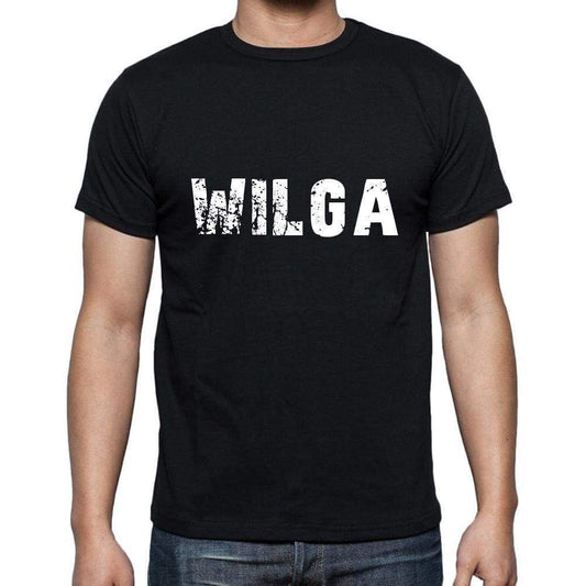 Wilga Mens Short Sleeve Round Neck T-Shirt 5 Letters Black Word 00006 - Casual