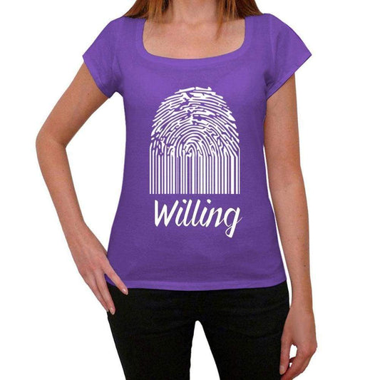 Willing Fingerprint Purple Womens Short Sleeve Round Neck T-Shirt Gift T-Shirt 00310 - Purple / Xs - Casual