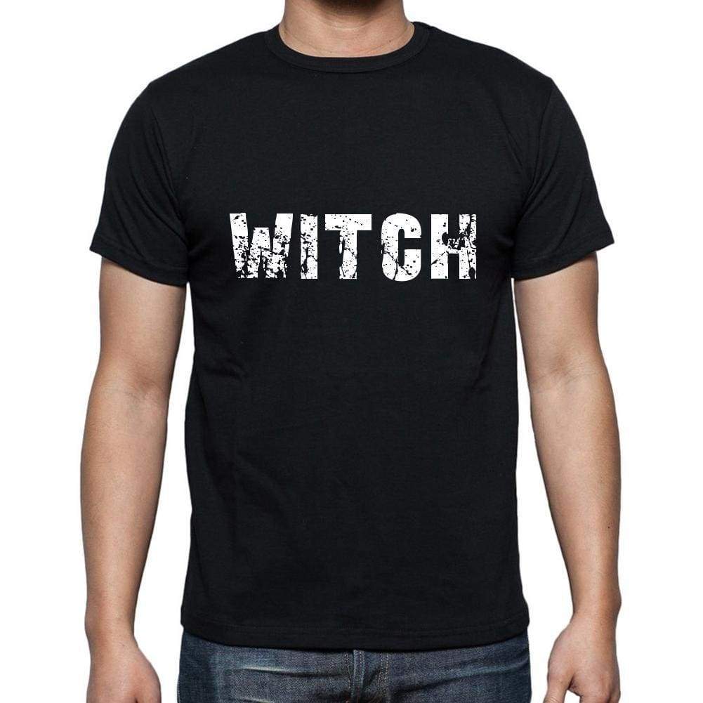 Witch Mens Short Sleeve Round Neck T-Shirt 5 Letters Black Word 00006 - Casual