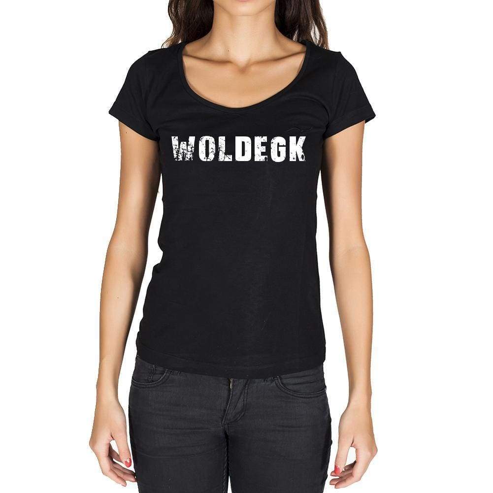 Woldegk German Cities Black Womens Short Sleeve Round Neck T-Shirt 00002 - Casual