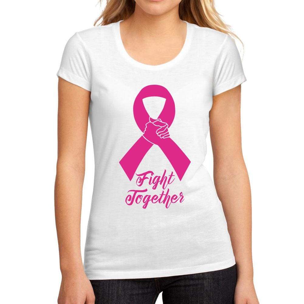 Womens Graphic T-Shirt Fight Cancer Together White - White / S / Cotton - T-Shirt