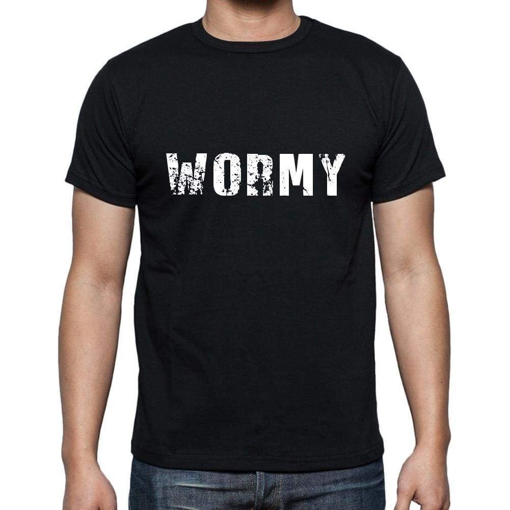 Wormy Mens Short Sleeve Round Neck T-Shirt 5 Letters Black Word 00006 - Casual