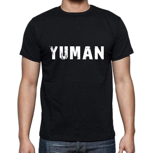 Yuman Mens Short Sleeve Round Neck T-Shirt 5 Letters Black Word 00006 - Casual