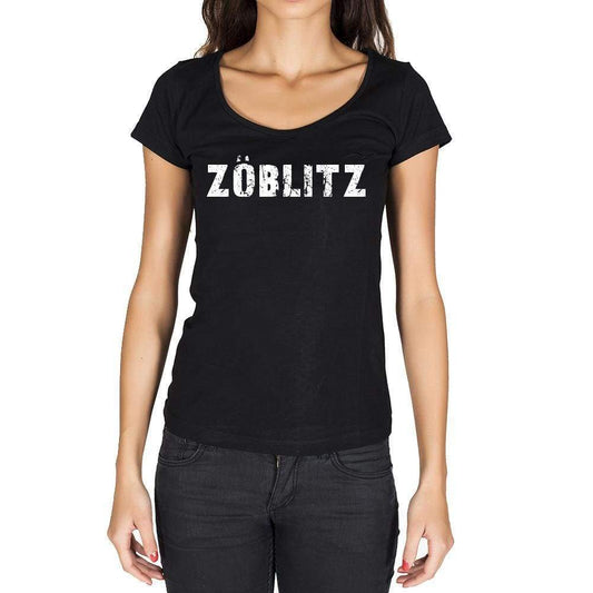 Zöblitz German Cities Black Womens Short Sleeve Round Neck T-Shirt 00002 - Casual